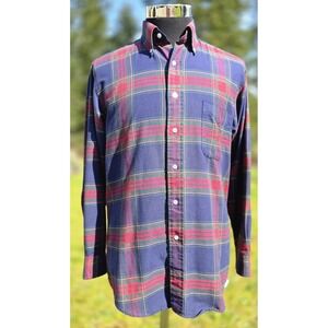Vintage LL Bean Flannel Button Down Shirt Cotton Plaid Tartan Made In USA 15.5 M